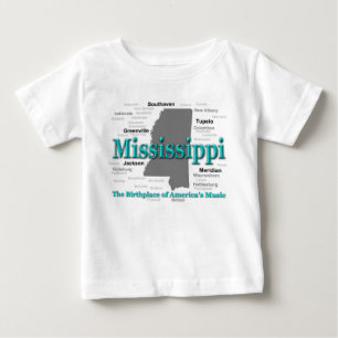 Mississippi State Pride Map Silhouette Baby T-Shirt