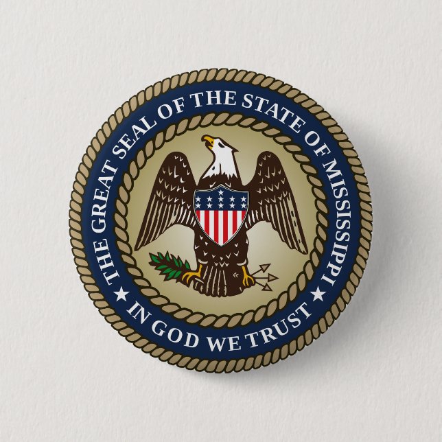 Mississippi state seal america republic symbol fla 6 cm round badge (Front)