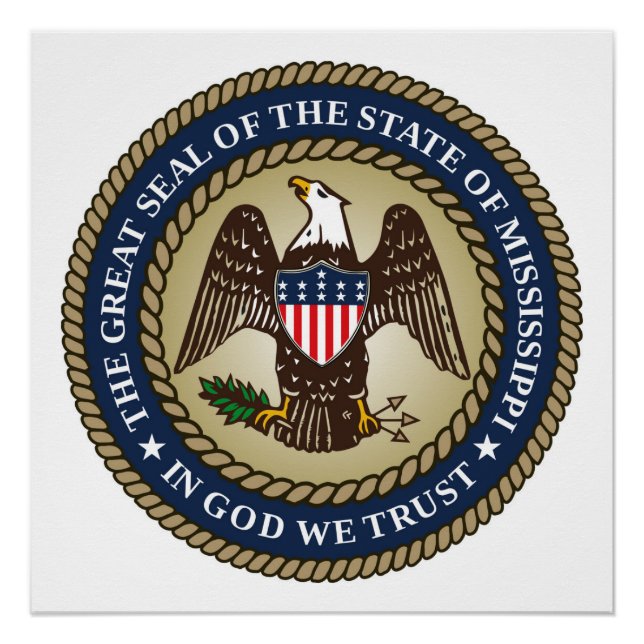 Mississippi state seal america republic symbol fla poster (Front)
