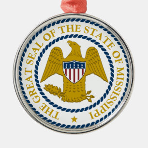Mississippi State Seal Metal Tree Decoration