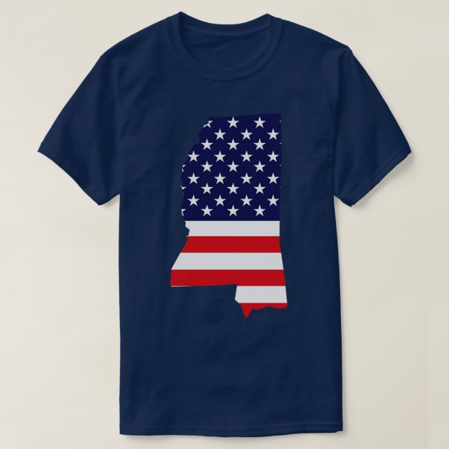Mississippi State Shape Flag Background T-Shirt (Design Front)