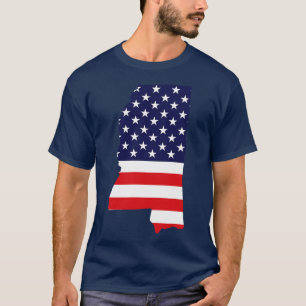 Mississippi State Shape Flag Background T-Shirt