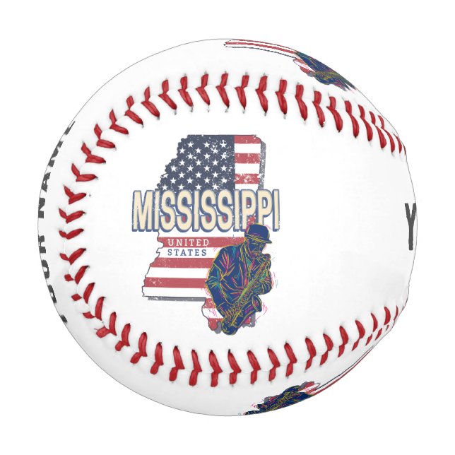 Mississippi State United States Map Vintage USA Baseball (Front Left)