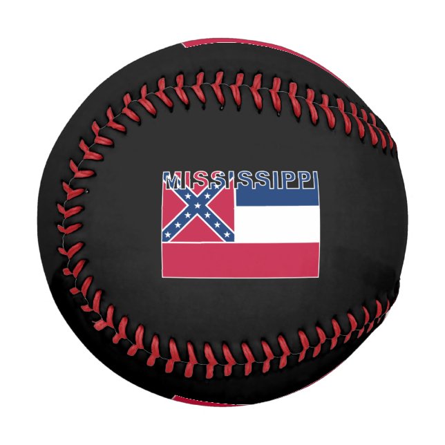 Mississippi Text Flag Baseball (Front Left)