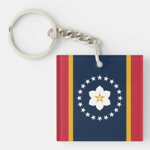 Mississippi: The Magnolia US State Flag Key Ring