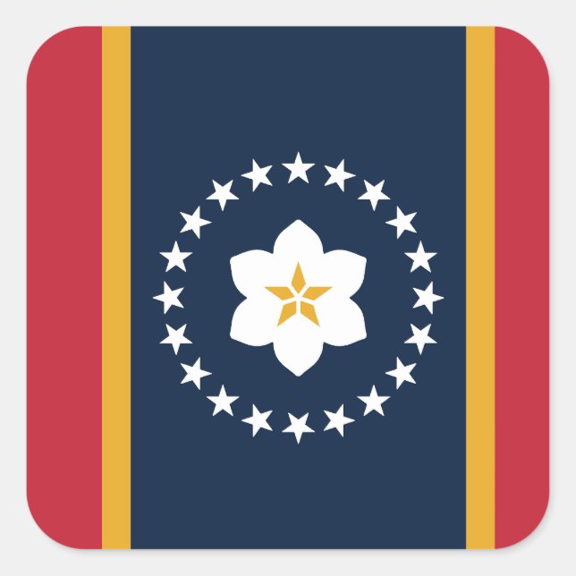 Mississippi: The Magnolia US State Flag Square Sticker (Front)