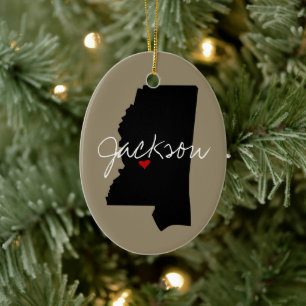 Mississippi Town Ceramic Tree Decoration