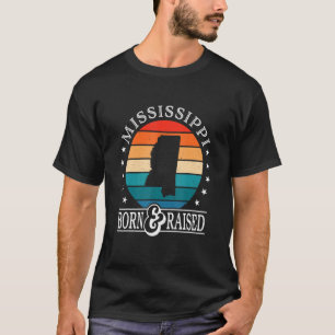 Mississippi Usa Born & Raised Retro Us State Pride T-Shirt