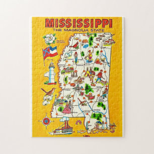 Mississippi Vintage 11x14 Map Jigsaw Puzzle