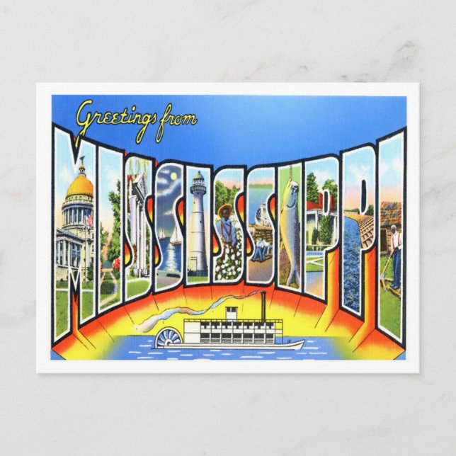 Mississippi Vintage Big Letters Postcard (Front)