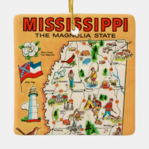 Mississippi Vintage Map  Ceramic Ornament