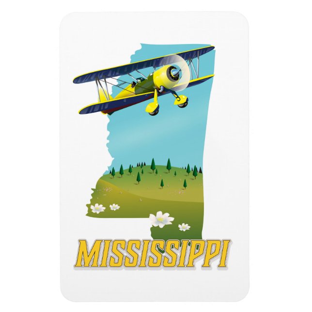 Mississippi Vintage Map travel poster print. Magnet (Vertical)