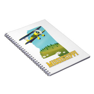Mississippi Vintage Map travel poster print. Notebook