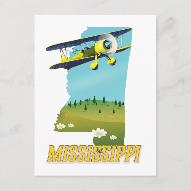 Mississippi Vintage Map travel poster print. Postcard (Front)