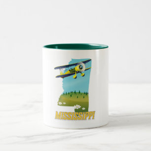 Mississippi Vintage Map travel poster print. Two-Tone Coffee Mug