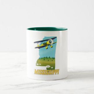 Mississippi Vintage Map travel poster print. Two-Tone Coffee Mug