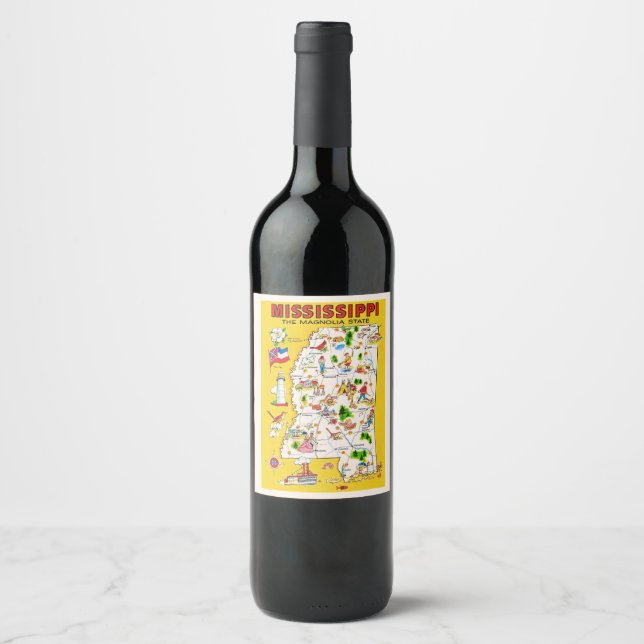 Mississippi Vintage Map  Wine Label (Front)