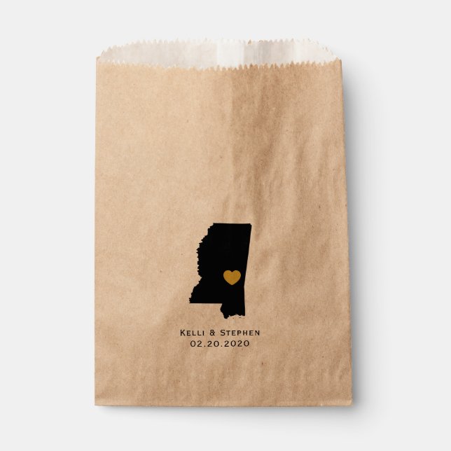 Mississippi Wedding Favour Treat Sacks, Gift Bags (Front)