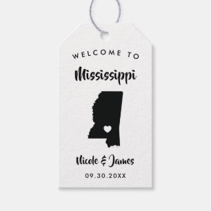 Mississippi Wedding Welcome Bag Tags, Map Gift Tags