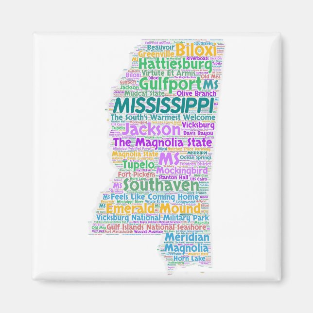 Mississippi Word Cloud Magnet (Front)