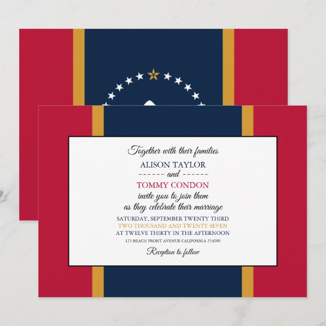 Mississippian Flag, Flag of Mississippi Wedding Invitation (Front/Back)