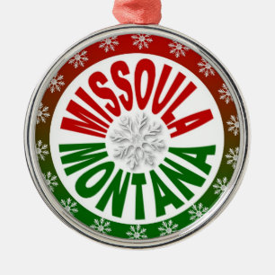 Missoula Montana red green holiday ornament