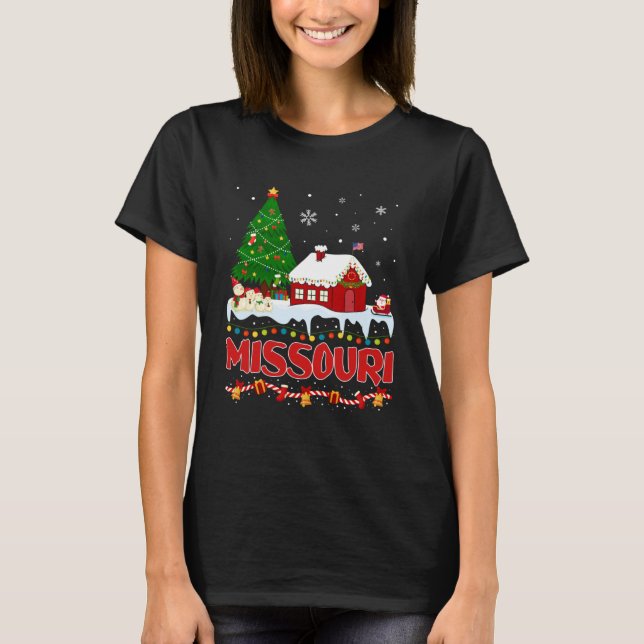 Missouri Christmas Tree Light Pyjama State of Miss T-Shirt (Front)