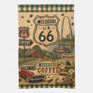 Missouri Classic Car Coffee Americana Tea Towel