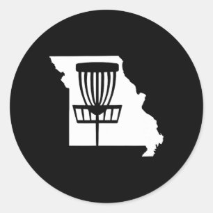 Missouri Disc Golf State With Basket Graphic Classic Round Sticker