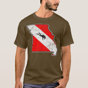 Missouri Dive Flag Scuba Diving State Map Dive Fla T-Shirt