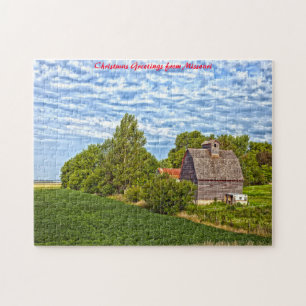 Missouri farm rural barn.Christmas Greetings Jigsaw Puzzle