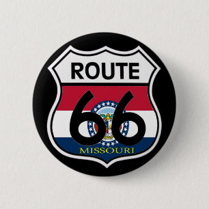Missouri Flag Route 66 Shield 6 Cm Round Badge