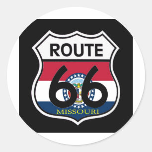 Missouri Flag Route 66 Shield Classic Round Sticker