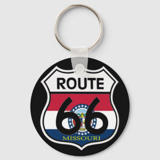 Missouri Flag Route 66 Shield Key Ring