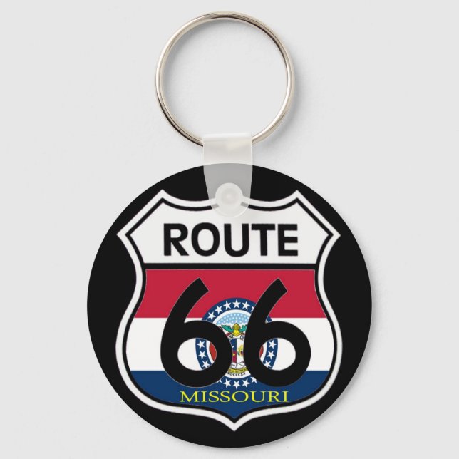 Missouri Flag Route 66 Shield Key Ring (Front)