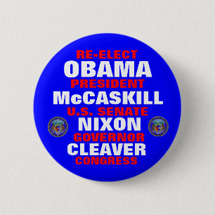 Missouri for Obama McCaskill Nixon Cleaver 6 Cm Round Badge