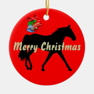 Missouri Foxtrotter Silhouette Merry Christmas Ceramic Tree Decoration