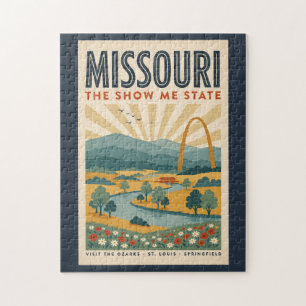 Missouri Gateway Arch Illustration Travel Art Jigsaw Puzzle