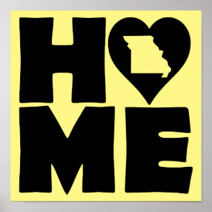 Missouri Home Heart State Poster Sign