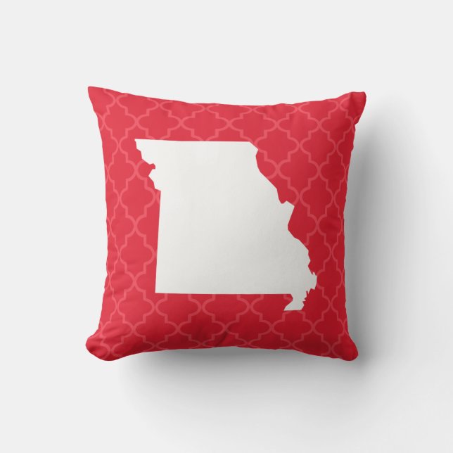 Missouri Home State Red Quatrefoil Throw Pillow (Front)
