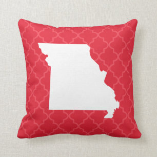Missouri Home State Red Quatrefoil Throw Pillow