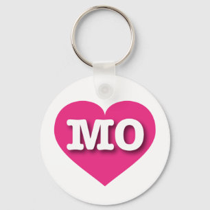 Missouri Hot Pink Heart - I love MO Key Ring