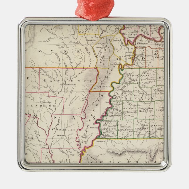 Missouri, Ill, Ky, Tenn, Ala, Miss, Ark Metal Tree Decoration (Front)