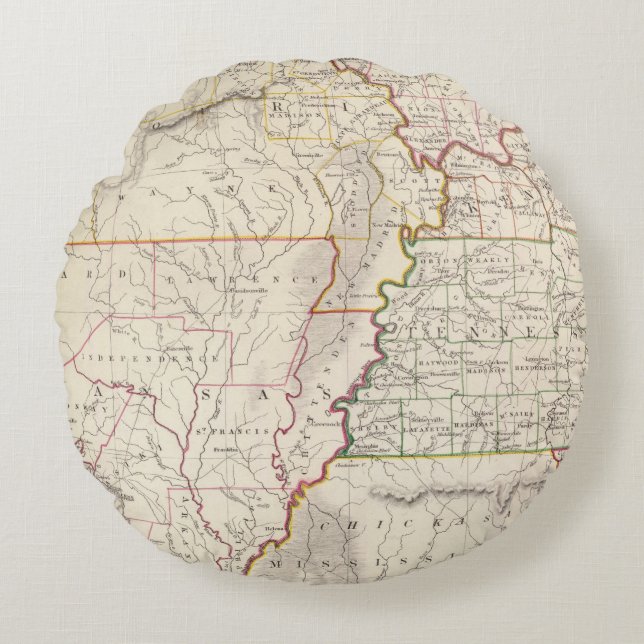 Missouri, Ill, Ky, Tenn, Ala, Miss, Ark Round Cushion (Front)