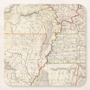 Missouri, Ill, Ky, Tenn, Ala, Miss, Ark Square Paper Coaster