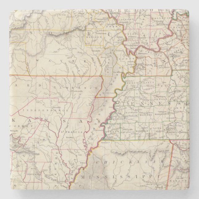 Missouri, Ill, Ky, Tenn, Ala, Miss, Ark Stone Coaster (Front)