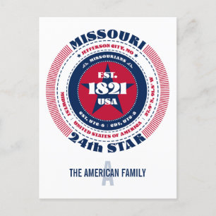 Missouri, Jefferson City, MO, Patriotic, Monogram Postcard