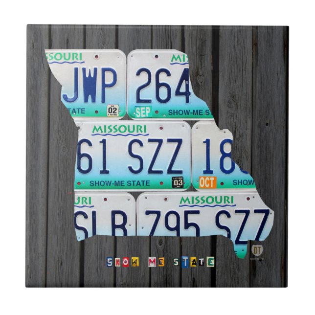 Missouri License Plate Map Ceramic Tile (Front)