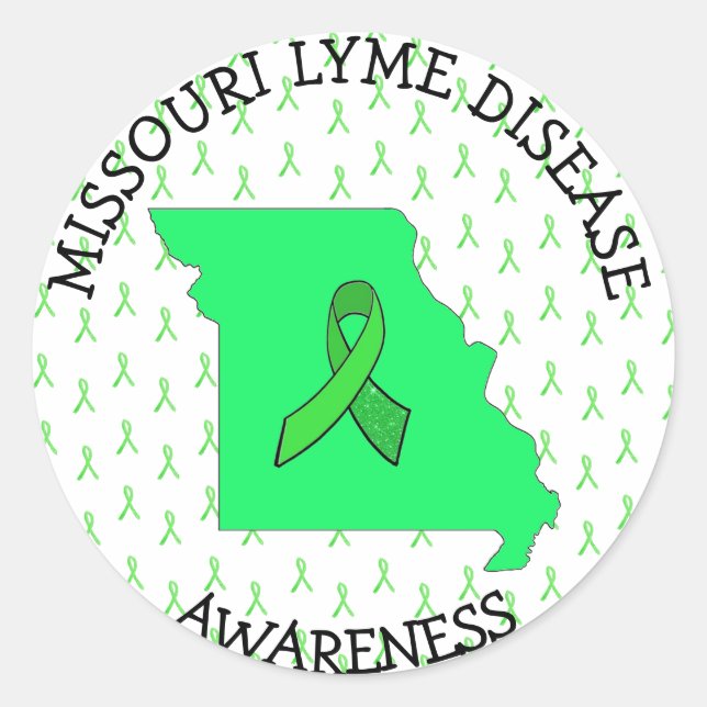 Missouri Lyme Disease Ribbons Awareness Stickers (Front)