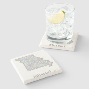 Missouri map stone coaster